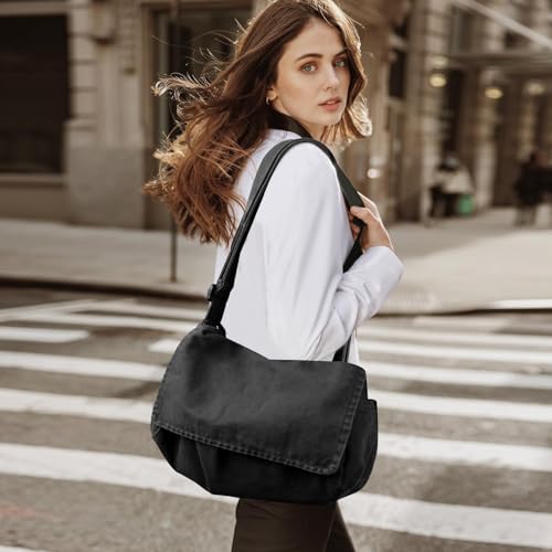 ChuLian Messenger Bag for Women Men Canvas Satchel Bag Travel Hobo Bag Casual Crossbody Shoulder Bag Sling Bag4