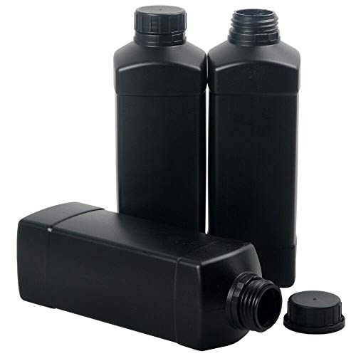 3 Pcs Dark Room 1000Cc Darkroom Chemical Developer Storage Bottles Plastic 1L Film Processing 1000Ml Black Color #TOP1