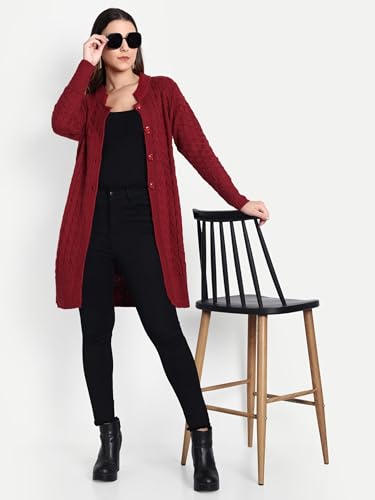 Image of HAUTEMODA Women's Wool Banded Collar Cardigan