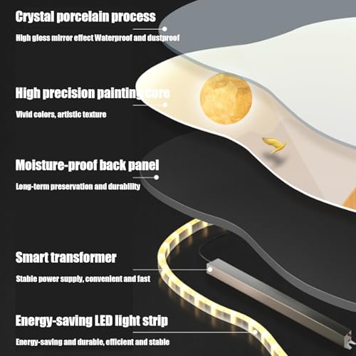 3D dekoracja ścienna z wiszącą lampką LED z metalową kulą, zasilacz wtykowy, wisząca rzeźba do iluminacji wejścia i krajobrazu