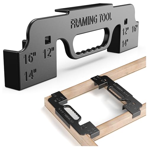 3 in 1 Metal Framing Tools 16 Inch on Center Framing Layout Tool Cast Aluminum Framing Spacing Tool Measurement Framing Jig for Walls Roofs Floors or Ladders