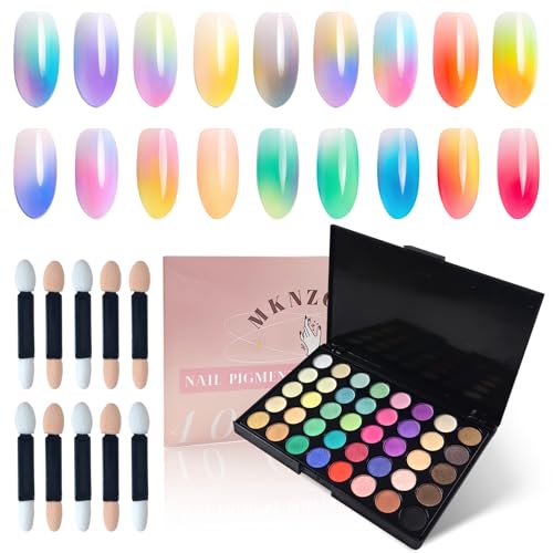 Image of 40 Colors Nail Pigment Powder Palette, Ombre Color Pigment Powder for Nails, Professional Nail Supplies Manicure DIY Accessories for Beginners Home, A