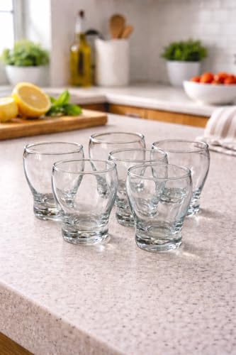 Image of Clear Glass Drinking Glasses Set for Water, Juice, Beverages, Set of 6 (CS)