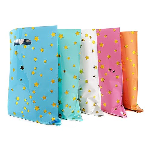 40pcs Party Favor Bags,Birthday Goodie Candy,Goodie Bags for Kids Party,Loot Bags for Kids Birthday Party with Star Pattern,5 Colors