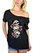 Awkward Styles Awkwardstyles Three Sugar Skulls With Roses Off Shoulder Tops T-Shirt + Bookmark XL Black