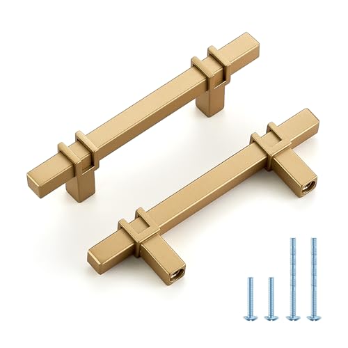 HOME EDIT 30 Pack 3 inch Cabinet Handles, Kitchen Cabinet Handles Gold Drawer Pulls Zinc Alloy Square Bar Kitchen Pulls