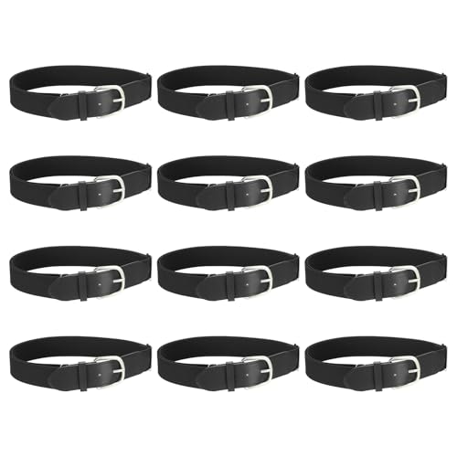 Ceinture de baseball pour hommes femmes jeunes lot de 12 ceintures sport élastiques noires