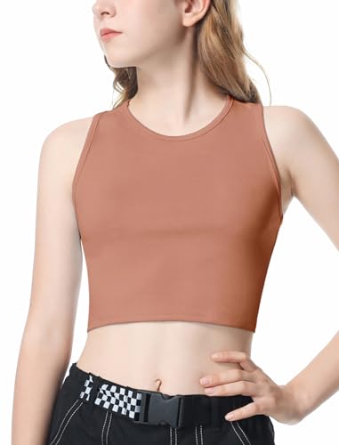 Image of EXARUS Girls Crop Tank Top Dance Hip Hop Outfits Cheer Cropped Top | Kids Tween Youth Summer Athletic Dance Convention Fitted Gymnastics Sleeveless Clothes