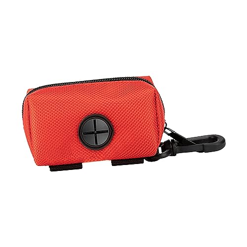 ＡＷＨＡＯ Porta Sacchetti per Escrementi di Cane, Porta Sacchetti per Escrementi di Cane, con Moschettone, Chiusura a Cerniera, Distributore di Sacchetti per Es, Rosso