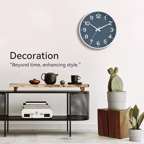 Image of Roymnie Wall Clock, Silent Wall Clocks Battery Operated 8 Inch-Modern Non Ticking Analog Clock Decorative for Kitchen Office Bathroom Bedroom(Azure Blue)