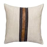 BOYSUM Farmhouse Decorative Outdoor Throw Pillow Covers for Couch Sofa Bed Brown Faux Leather Accent Pillow Cover Modern Decor Pillow Case 20 x 20 Inch (Beige)