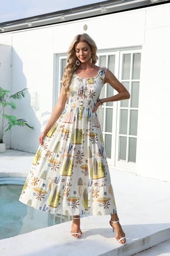 Image of OSTOO Women's 2026 Summer Boho Floral Print Tiered Casual Flowy Long Maxi Dress