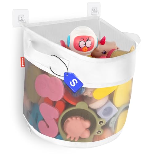 UNEEDE Bath Toy Organizer,1.55 Gallons Bathtub Toy Storage Organizer,Quick Access Bath Toy Holder For Bathtub,Baby Organizer And Storage,Quick Dry...