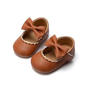 ohsofy Infant Baby Girls Mary Jane Flats Soft Sole Non-Slip Bowknot Princess Wedding Dress Shoes Toddler Crib Shoes