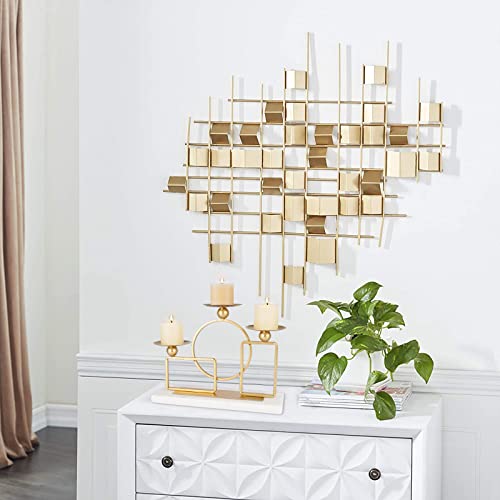 Gold Candle Holders For Pillar Candles With Marble Base 3 Arms Metal Candelabra Candle Holders Gold Home Decoration Elegant Candle Stand For Table Centerpieces,Fireplace,Anniversary #TOP4