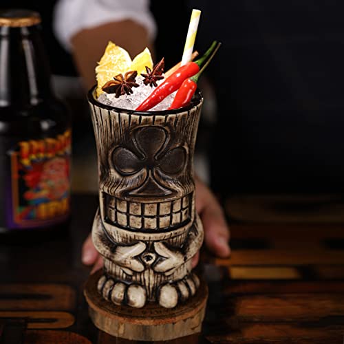 NUACOS Tiki Mugs, Tiki Glasses Set, Cocktail Mugs, 6-Piece Cocktail Glasses Set, Tiki bar Accessories, Hawaii Party for Premium Tropical Cups Drinks for Exotic Party