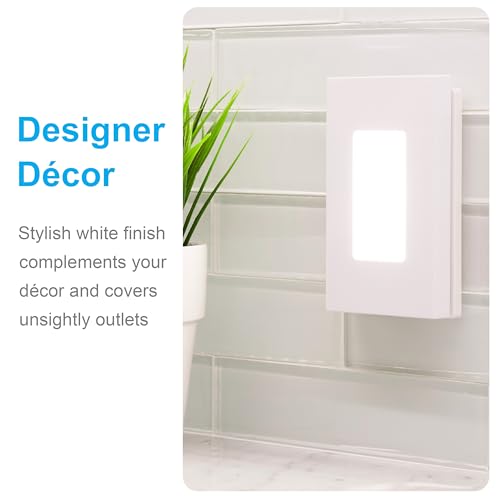 Image of GE Slimline CoverLite LED Night Light, Plug-in, Dusk to Dawn, Modern Outlet Cover, UL Certified, Ideal for Bedroom, Nursery, Bathroom, Hallway, 10215