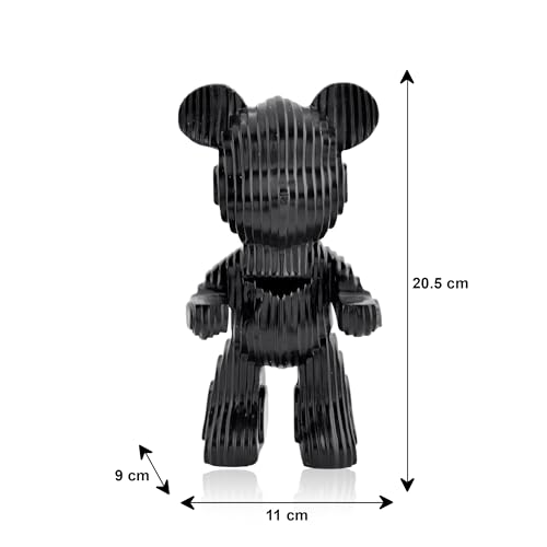 Image of Xtore Modern Abstract Black Bear Figurine | Resin Home Decor Accent | Contemporary Art Piece | Unique Decor for Living Room, Office, or Shelf | Creative Gift Idea (Black)