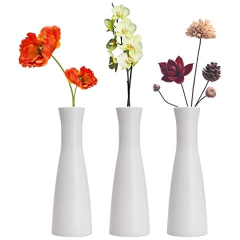LINGMAI Tall Conic Composite Plastics Flower Vase, Small Bud Decorative Floral Vase Home Decor Centerpieces, Arranging Bouquets, Connected Tubes (White) Cover