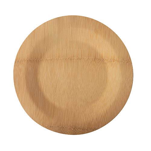 PAPSTAR Teller, Bambus pure ungeteilt Ø 23 cm, 1,5 cm natur 88040 Bambusteller Einwegteller, 250 Stück