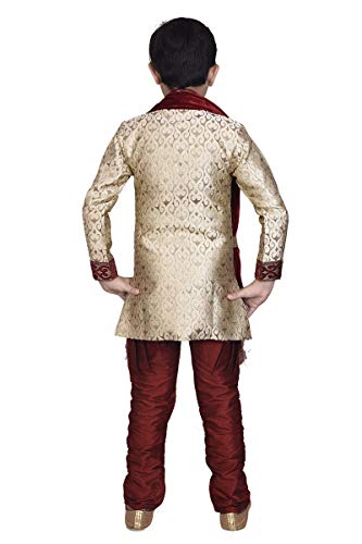 Image of Boys Sherwani Set | Brocade Sherwani for Boys | Kids Ethnic Wear | Party Outfit for Weddings Festivals & Special Occasions