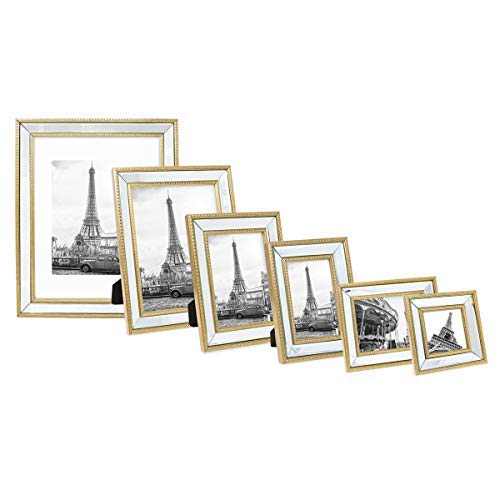 Buy Isaac Jacobs 11x14 (Matted 8x10) Gold Mirror Bead Picture Frame