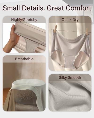 Neione Women High-Waisted Underwear No Show Panties Breathable Modal Full Briefs Moisture Wicking3