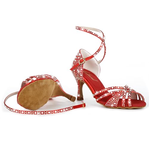 Image of Latinsoul Y205-36 Women's Crystal Rhinestone Latin Dance High Heel Shoes - Stylish Adjustable Strap Design Comfortable Dance Shoes