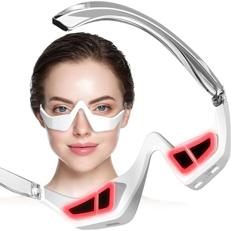 Under-Eye Red Light Therapy Device, Red Light Therapy Glasses Microcurrent Eye Massager Red Light Eye Mask for Eye Bags Dark Circles Puffiness Wrinkles Fine Lines