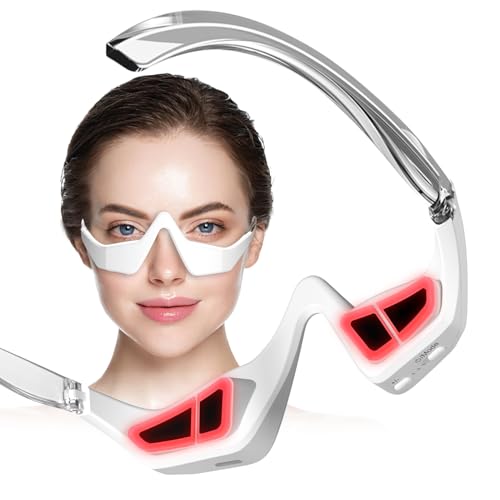 Rotsha Under-Eye Red Light Therapy Device, Red Light Therapy Glasses Microcurrent Eye Massager Red Light Eye Mask for Eye Bags Dark Circles Puffiness Wrinkles Fine Lines