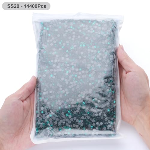 Image of Hotfix Rhinestones Bulk, 14400PCS Blue Zircon Hot Fix Rhinestones for Clothes DIY Decoration Crafts, Blue Zircon, SS20, 4.6-4.8mm
