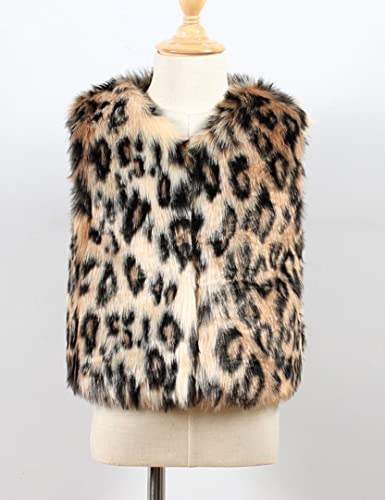 Girls Baby Kids Cute Leopard Faux Fur Outerwear Vest Coat Jacket4