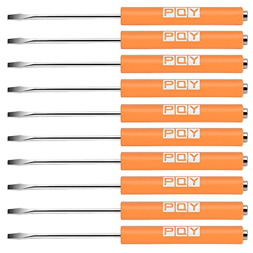 PQY Pocket Screwdriver Set Slotted Screwdriver with Magnetic and Clip 10pcs Orange
