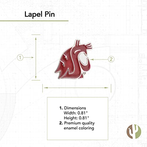 Image of Desert Cactus Washington State University Lapel Pin WSU Cougars Made of Metal for Formal Wear, Bag and Hat Jewelry, and Tie Tack (Pin A)
