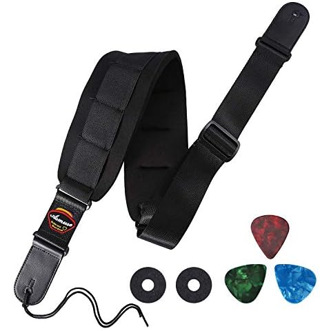 Asmuse Correa de Guitarra con Extremos de Cuero Genuino y Espuma de Neopreno Cover