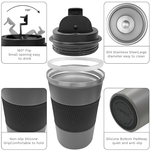 Image of Insulated Travel Coffee Mug, Stainless Steel Coffee Cup with Leakproof Lid | Double-wall insulation keeps drinks hot or cold for hours, with a leakproof lid and portable stainless steel design