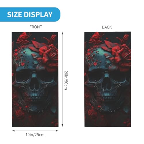Skull and flower rose Death Red Dark Cuello para mujeres y hombres, cubrebocas para motocicleta, ciclismo, esquí y fiestas miniatura 3