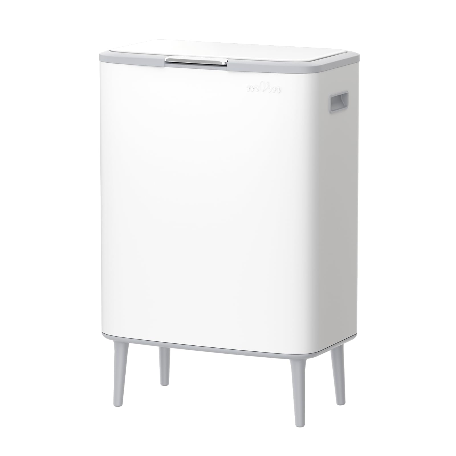 mVm 65L Kitchen Bin, 2-in-1 Waste Sorting Bin with Manual Press Lid, White