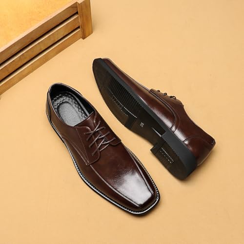 Santimon Men's Formal Leather Dress Shoes Lace-up Business Classic Comfortable Oxfords for Office Wedding Daily Wear Black, Brown, Burgundy3