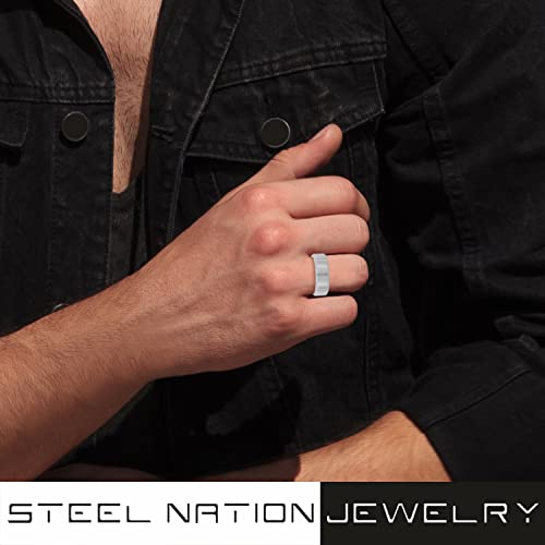 Tantalum Carbide 8mm Silver Gray Tone Brushed Finish Vertical Grooved Men’s Wedding Band Ring2
