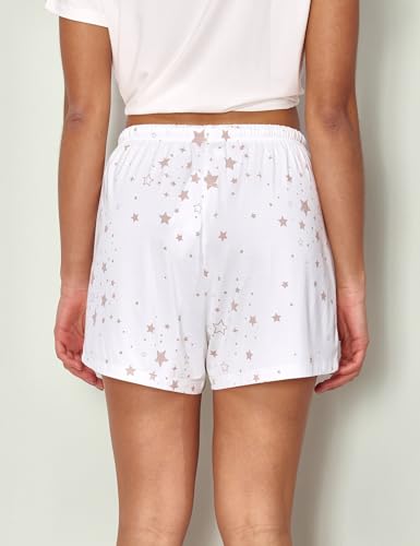 Image of GYS Women's Bamboo Viscose Cooling High Waisted Pajama Shorts | Moisture wicking, Breathable, Tagless, Soft stretch, Elastic waist with drawstring, for hot flashes & summer sleep