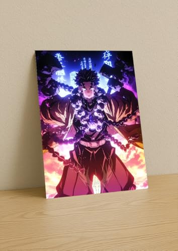 Image of NIJUKA Anime Printed A4 Size Metal sheet Poster For Home And Room Decoration | For Anime Art Fans Boys And Girls (Gyomei Himejima Hashira)