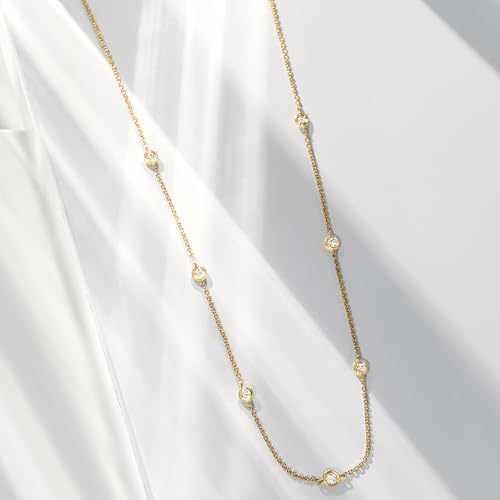 Pure Collection by Ross-Simons Diamond Station Necklace in 14kt Gold3