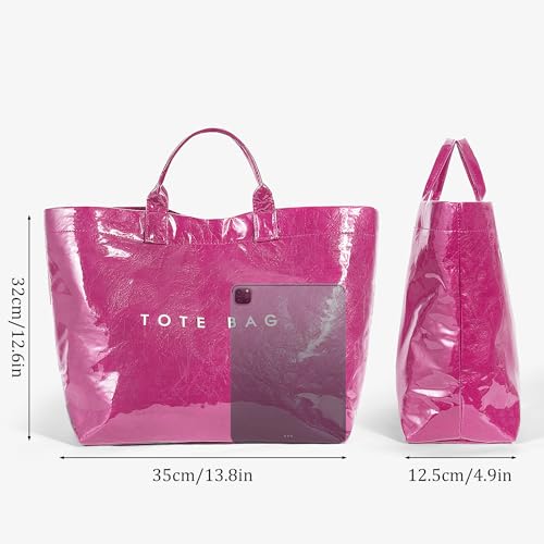 Image of Lushandy PVC Tote Bag for Women Jelly Beach Bag Top Handle Hobo Handbag | Water-Resistant, Wipe Clean, Lightweight