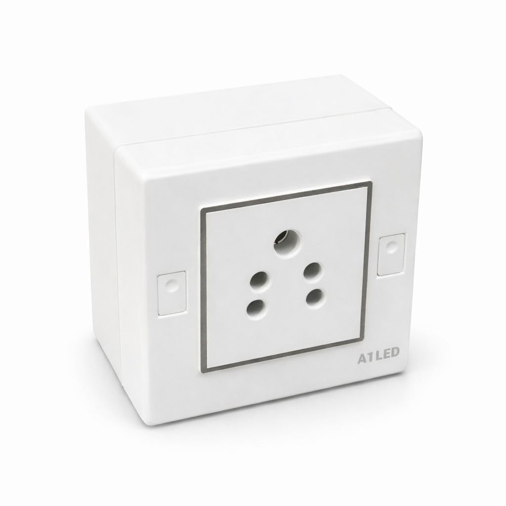 A1LED Surface Mount 5 Pin Wall Socket White Modular Outlet | Heat Resistant, Strong ABS Plastic, Installation Kit Included, Heavy Duty, For Home & Office-image-38