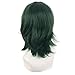 MapofBeauty 14 Inch/35 cm Short Cosplay Wolf Tail Synthetic Side Bangs Party Wig (Pine Green)