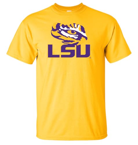 CornBorn LSU Shirts for Men - LSU Mens Apparel - Tiger Eye L S U - Gold - Small
