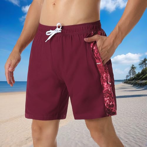 Men's Swimsuits Shorts Above Knee Swimming Board Shorts`with Adjustable Drawstring