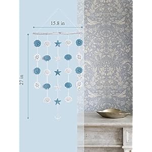 SOMTO Beach Seashell Wall Hanging DecorOcean Boho Farmhouse Rustic Coastal Themed Decorations for Home Shells Starfish and Anchor Beach Nautical Decor for Bathroom Bedroom or Living Room