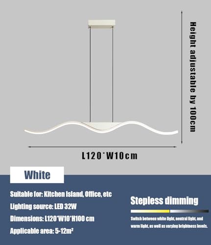 Lustre moderne à LED Wave à intensité variable avec télécommande